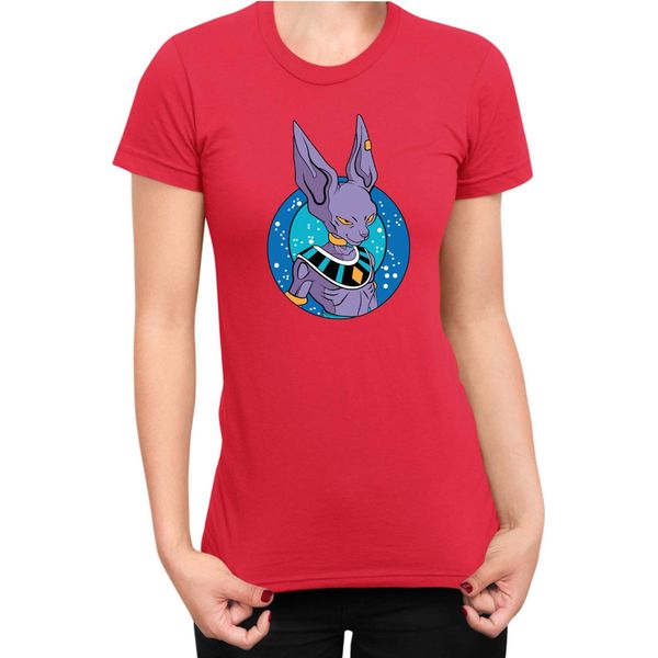 Maglietta Da Donna Dragon Anime Manga Ball Z Beerus 01, Lady Xs , Rouge-image