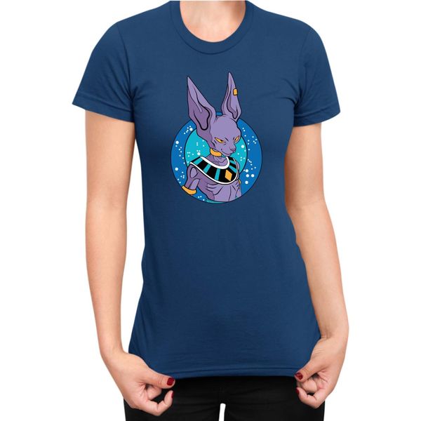 Maglietta Da Donna Dragon Anime Manga Ball Z Beerus 01, Lady Xs , Bleu Foncé-image