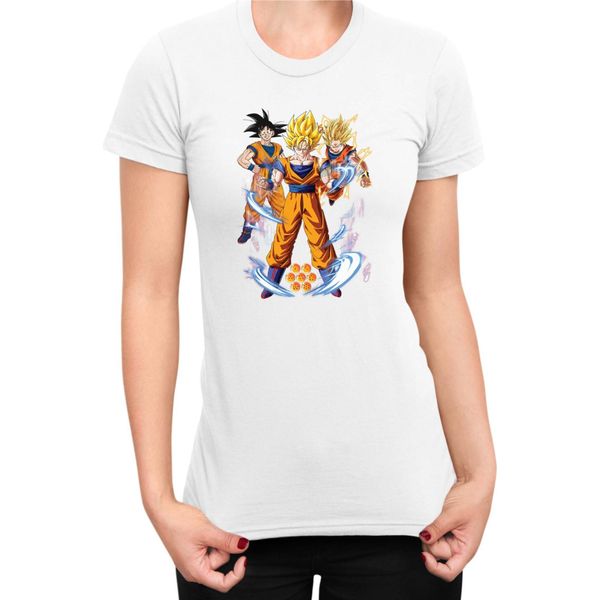 Maglietta Da Donna Dragon Anime Manga Ball Z Goku 01, Lady Xl , Blanc-image