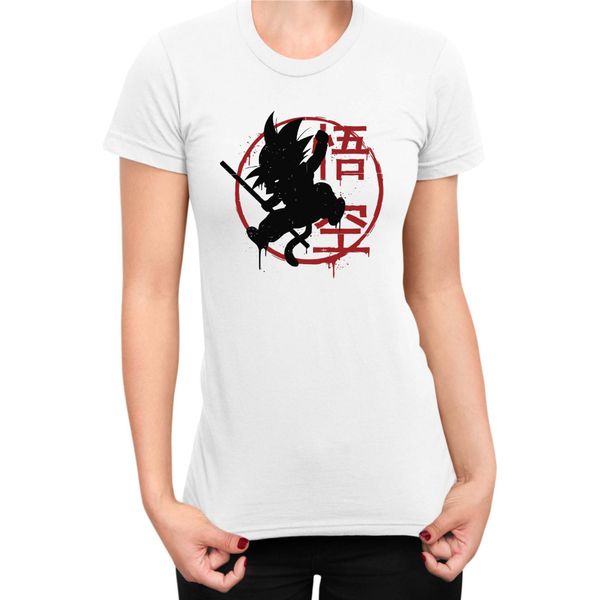 Maglietta Da Donna Dragon Anime Manga Ball Z Kanji Goku, Lady M , Blanc-image