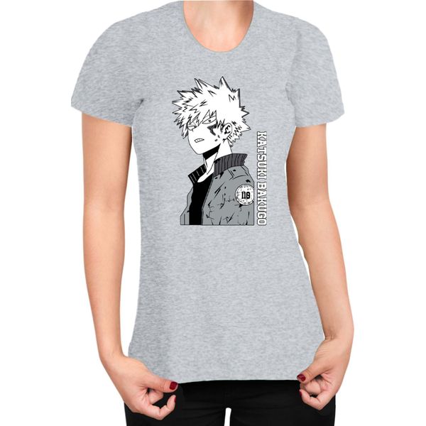 Maglietta Da Donna Japan Manga Anime Comics Animation My Hero Anime Academia Katsuki, Lady Xs , Gris-image