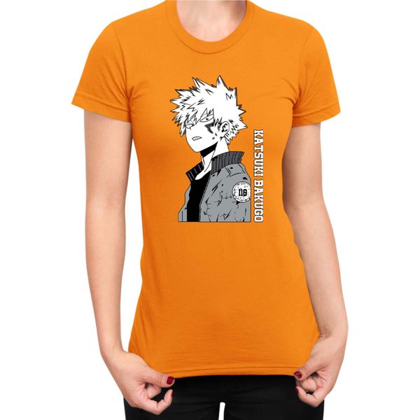 Maglietta Da Donna Japan Manga Anime Comics Animation My Hero Anime Academia Katsuki, Lady Xs , Orange-image