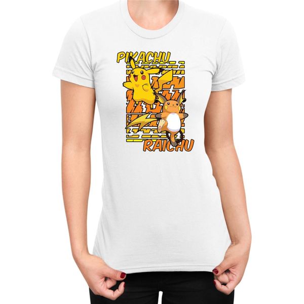 Maglietta Da Donna Japan Anime Manga Pokemon Pikachu 01 Pikachu Light, Lady Xs , Blanc-image