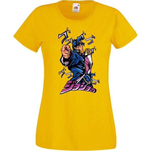 Maglietta Da Donna Jojo's Anime Manga Bizarre Adventure Jotaro Kujo Var-004 Jotaro Kujo, Lady M , Jaune-image
