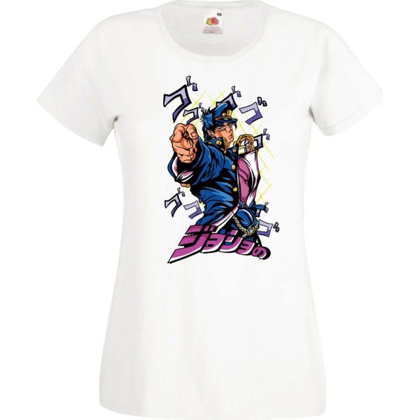 Maglietta Da Donna Jojo's Anime Manga Bizarre Adventure Jotaro Kujo Var-004 Jotaro Kujo, Lady 2XL , Blanc-image