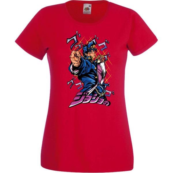 Maglietta Da Donna Jojo's Anime Manga Bizarre Adventure Jotaro Kujo Var-004 Jotaro Kujo, Lady Xs , Rouge-image