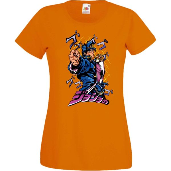 Maglietta Da Donna Jojo's Anime Manga Bizarre Adventure Jotaro Kujo Var-004 Jotaro Kujo, Lady L , Orange-image