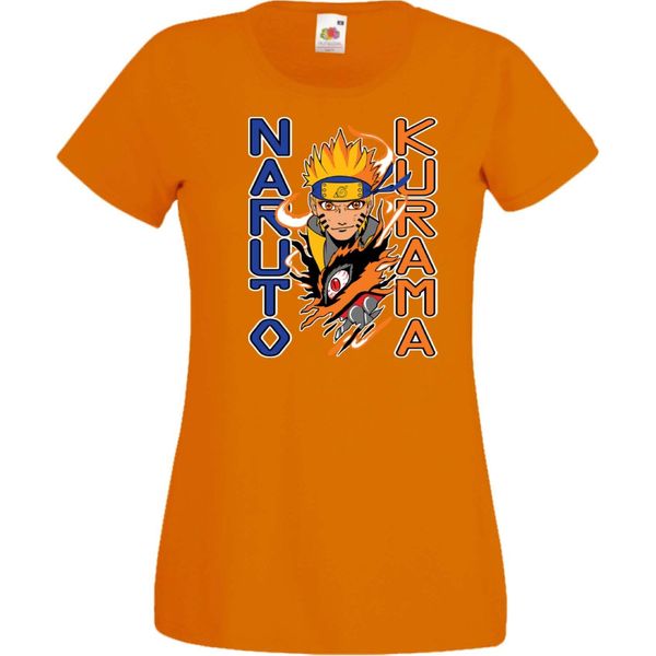Maglietta Da Donna Naruto Kurama Var-049 Kurama Demon Fox, Lady Xl , Orange-image