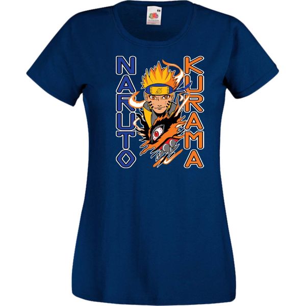 Maglietta Da Donna Naruto Kurama Var-049 Kurama Demon Fox, Lady Xs , Bleu Foncé-image