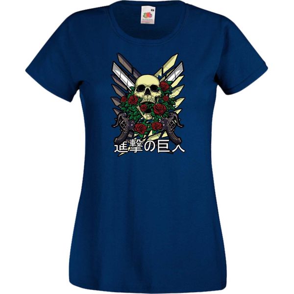 Maglietta Da Donna Anime Manga Attack Anime On Titan 02 Beast Attack, Lady 2XL , Bleu Foncé-image
