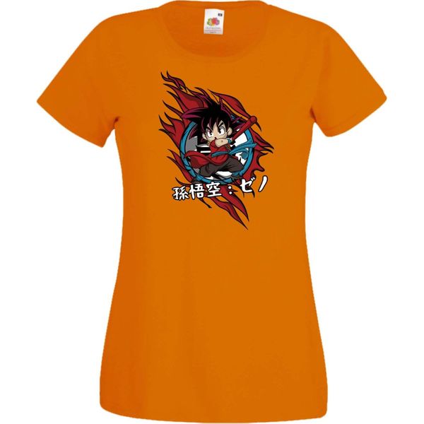 Maglietta Da Donna Anime Manga Dragon Anime Manga Ball Z Goku Chibi Goku Chibi, Lady Xl , Orange-image