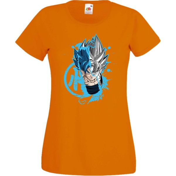 Maglietta Da Donna Anime Manga Dragon Anime Manga Ball Z Goku Super Saiyan 01 Saiyan, Lady 2XL , Orange-image