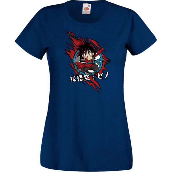 Maglietta Da Donna Anime Manga Dragon Anime Manga Ball Z Goku Chibi Goku Chibi, Lady Xl , Bleu Foncé-image