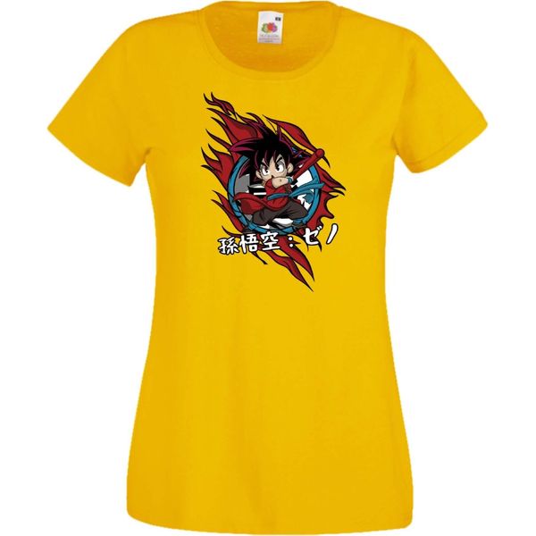 Maglietta Da Donna Anime Manga Dragon Anime Manga Ball Z Goku Chibi Goku Chibi, Lady L , Jaune-image