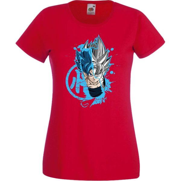 Maglietta Da Donna Anime Manga Dragon Anime Manga Ball Z Goku Super Saiyan 01 Saiyan, Lady Xl , Rouge-image