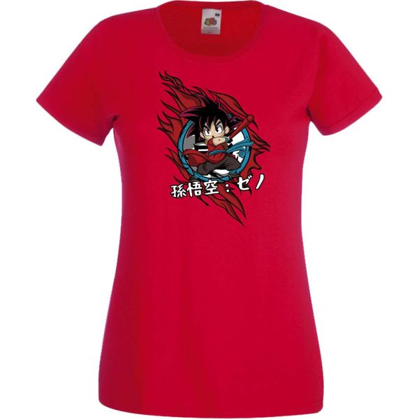 Maglietta Da Donna Anime Manga Dragon Anime Manga Ball Z Goku Chibi Goku Chibi, Lady 2XL , Rouge-image