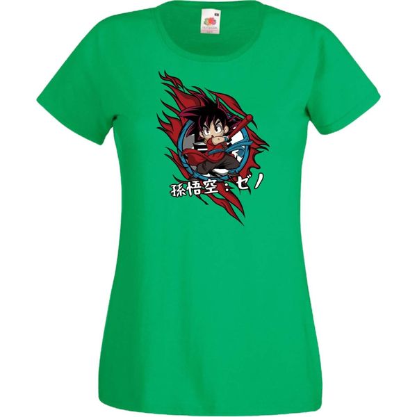 Maglietta Da Donna Anime Manga Dragon Anime Manga Ball Z Goku Chibi Goku Chibi, Lady S , Vert-image