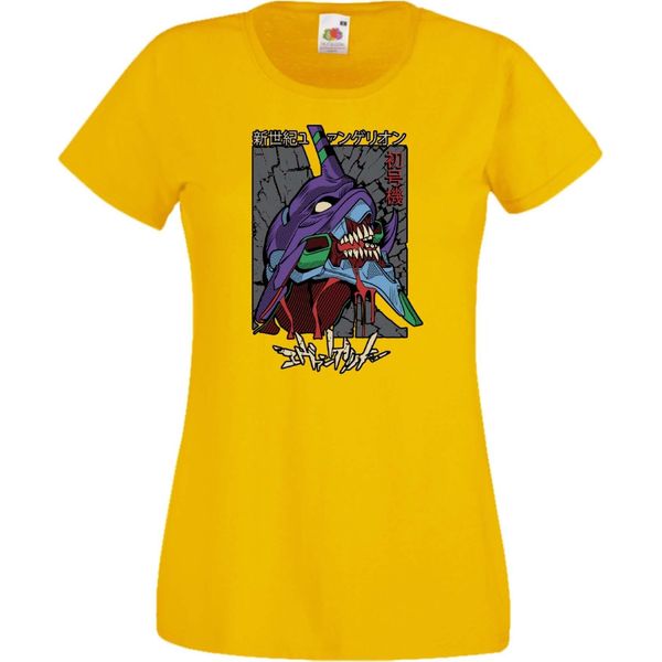 Maglietta Da Donna Anime Manga Neon Anime Genesis Manga Evangelion Eva Unit 02 Eva Unit, Lady 2XL , Jaune-image