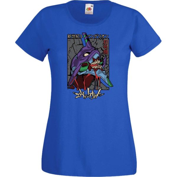 Maglietta Da Donna Anime Manga Neon Anime Genesis Manga Evangelion Eva Unit 02 Eva Unit, Lady M , Bleu-image