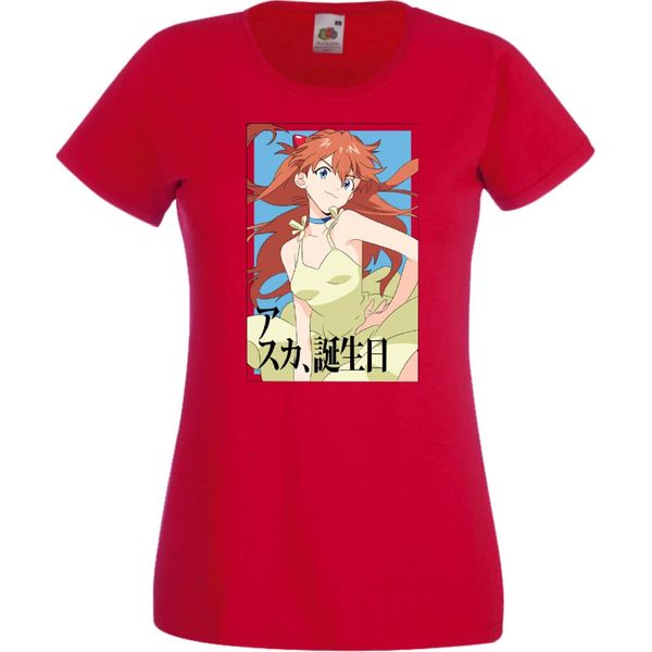Maglietta Da Donna Anime Manga Neon Anime Genesis Manga Evangelion Asuka Langley Soryu 03 Asuka Langley, Lady Xl , Bleu Foncé-image
