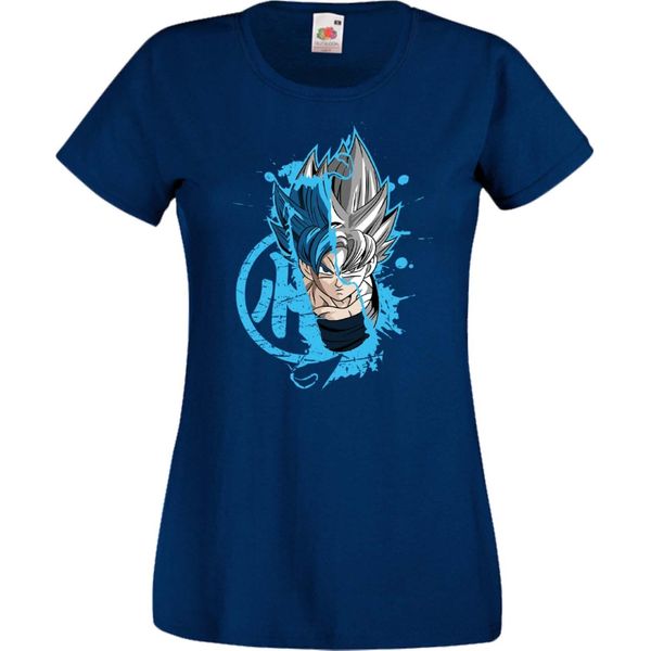 Maglietta Da Donna Anime Manga Dragon Anime Manga Ball Z Goku Super Saiyan 01 Saiyan, Lady 2XL , Bleu Foncé-image