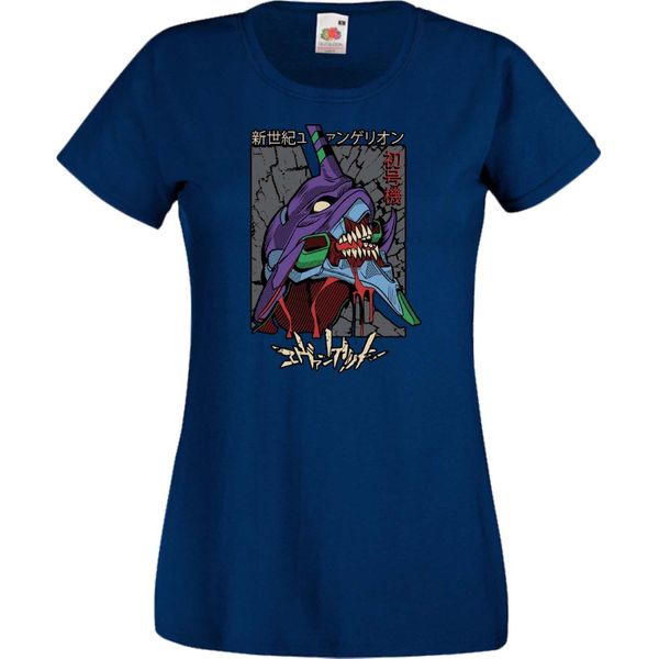 Maglietta Da Donna Anime Manga Neon Anime Genesis Manga Evangelion Eva Unit 02 Eva Unit, Lady 2XL , Bleu Foncé-image