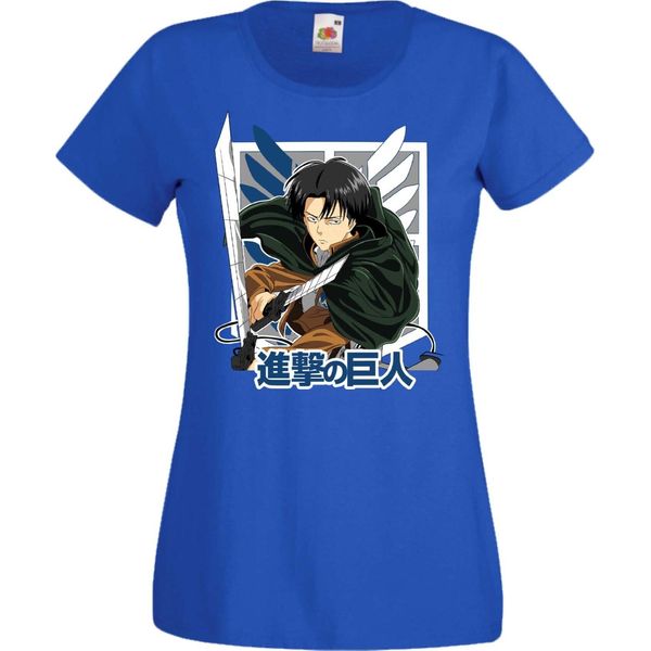 Maglietta Da Donna Manga Anime Attack Anime On Titan Levi Ackerman 01 Levi Titan Attack, Lady 2XL , Bleu-image