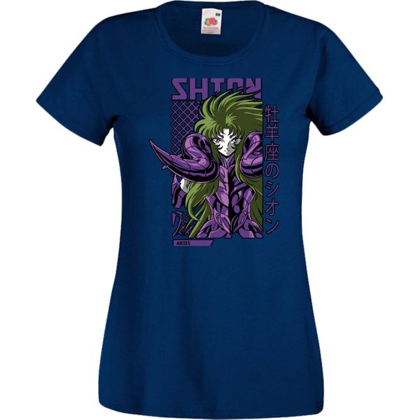 Maglietta Da Donna Anime Manga Saint Anime Seiya Aries Shion, Lady M , Bleu Foncé-image