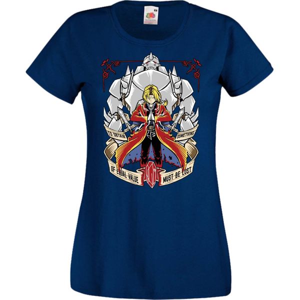 Maglietta Da Donna Manga Anime Fullmetal Alchemist Edward Elric Fullmetal Edward, Lady 2XL , Bleu Foncé-image