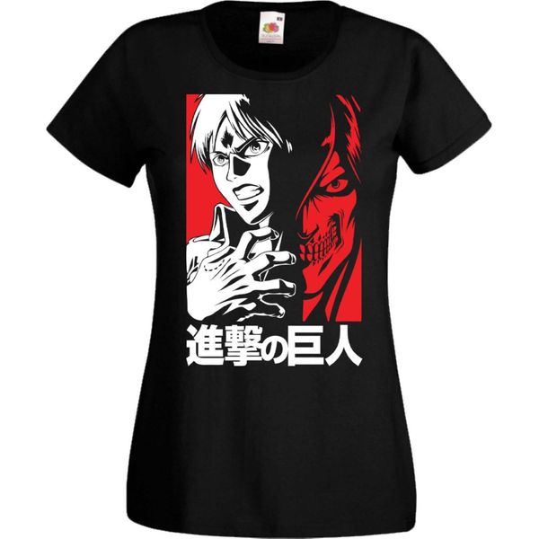 Maglietta Da Donna Manga Anime Attack Anime On Titan Eren Jeager 02 Attack On Eren, Lady M , Noir-image