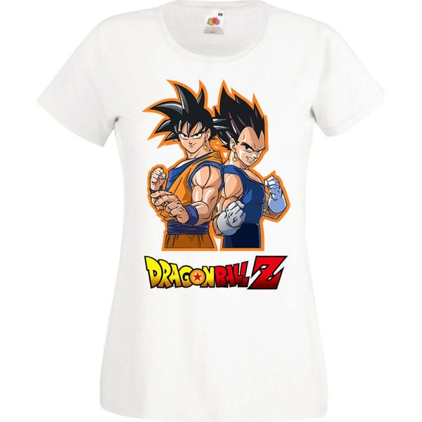 Maglietta Da Donna Anime Manga Dragon Anime Manga Ball Z 01 Goku Vegeta, Lady Xl , Blanc-image