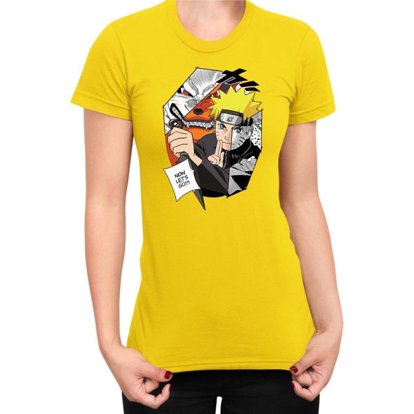 Maglietta Da Donna Naruto Naruto & Kurama, Lady L , Jaune-image