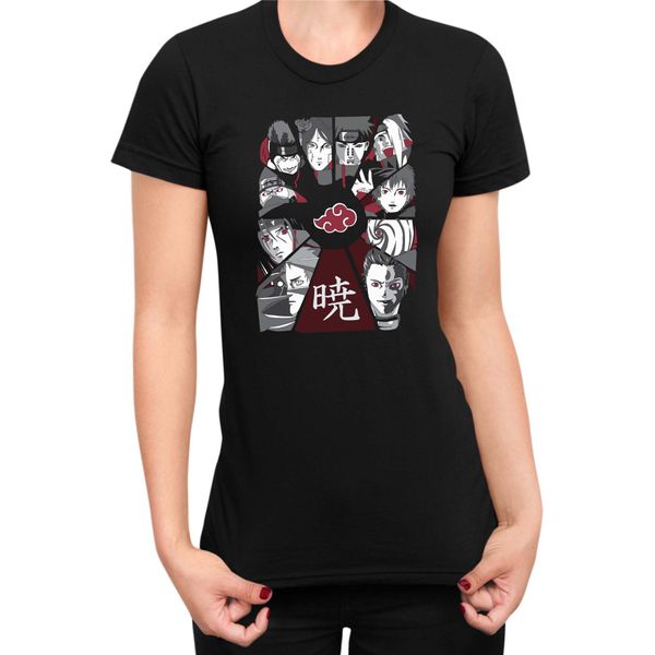 Maglietta Da Donna Naruto Akatsuki Team Members 01, Lady 2XL , Noir-image