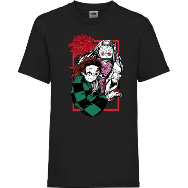 Maglietta Per Bambini Japan Animation Manga Anime Comics Demon Anime Slayer Tanjiro Nezuko Kamado 002 Var-023 Brother Slayer Sister Demon, 5-6 Jahr - 116 , Noir-image
