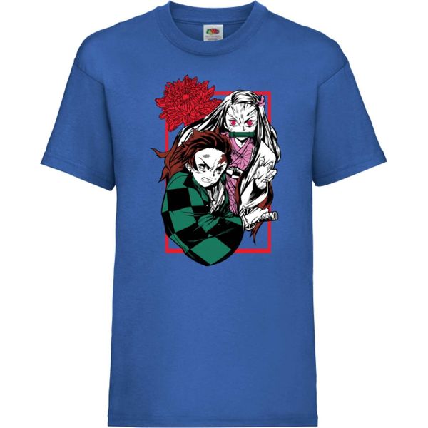 Maglietta Per Bambini Japan Animation Manga Anime Comics Demon Anime Slayer Tanjiro Nezuko Kamado 002 Var-023 Brother Slayer Sister Demon, 5-6 Jahr - 116 , Bleu-image