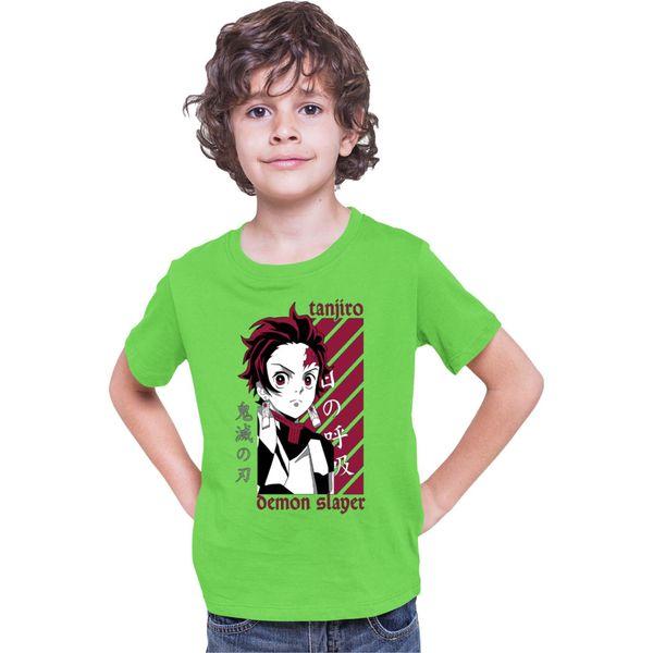 Maglietta Per Bambini Demon Anime Slayer Kimetsu No Yaiba Tanjiro Kamado 009, 7-8 Jahr - 128 , Lime-image