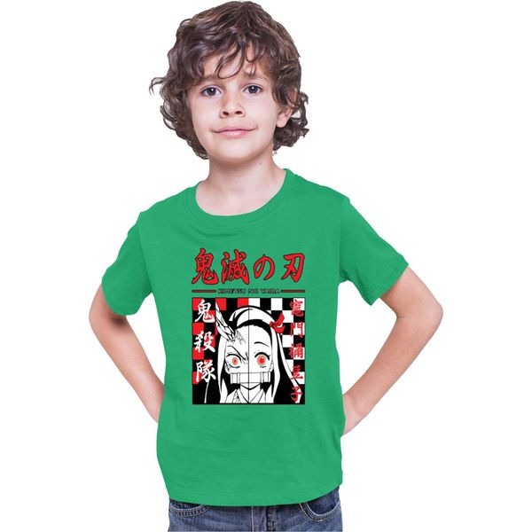 Maglietta Per Bambini Demon Anime Slayer Kimetsu No Yaiba Nezuko Kamado 009, 7-8 Jahr - 128 , Vert-image