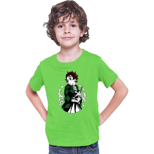 Maglietta Per Bambini Demon Anime Slayer Kimetsu No Yaiba Tanjiro Kamado 013, 7-8 Jahr - 128 , Lime-image