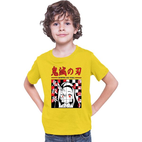 Maglietta Per Bambini Demon Anime Slayer Kimetsu No Yaiba Nezuko Kamado 009, 7-8 Jahr - 128 , Jaune-image