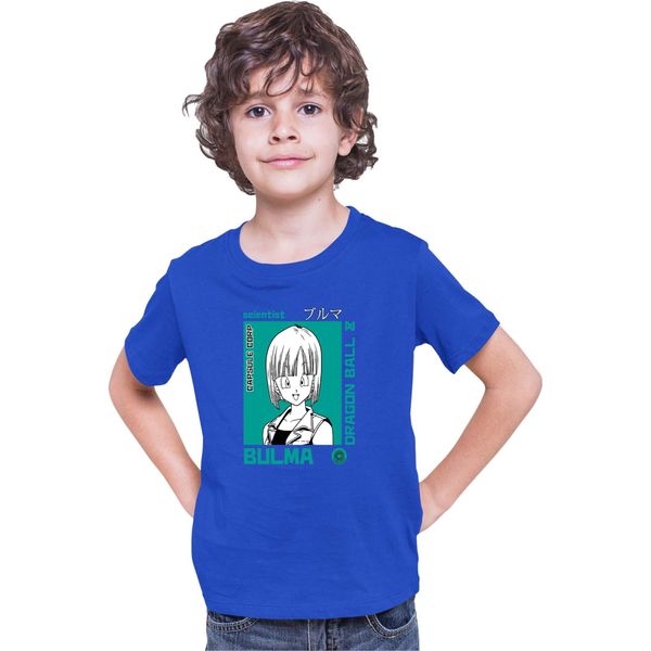 Maglietta Per Bambini Dragon Anime Manga Ball Z Bulma 01, 9-11 Jahr - 140 , Bleu-image