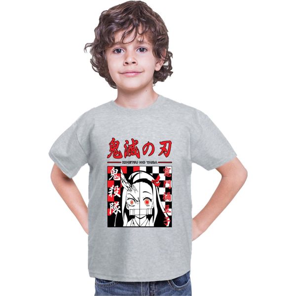 Maglietta Per Bambini Demon Anime Slayer Kimetsu No Yaiba Nezuko Kamado 009, 7-8 Jahr - 128 , Gris-image