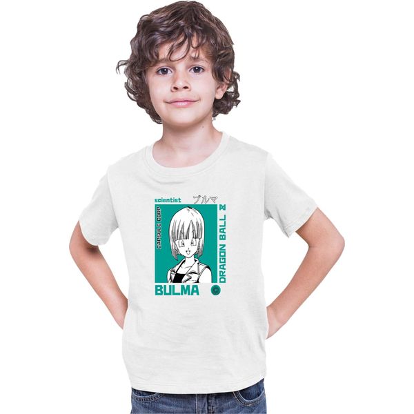 Maglietta Per Bambini Dragon Anime Manga Ball Z Bulma 01, 9-11 Jahr - 140 , Blanc-image