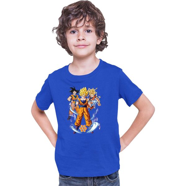 Maglietta Per Bambini Dragon Anime Manga Ball Z Goku 01, 9-11 Jahr - 140 , Bleu-image