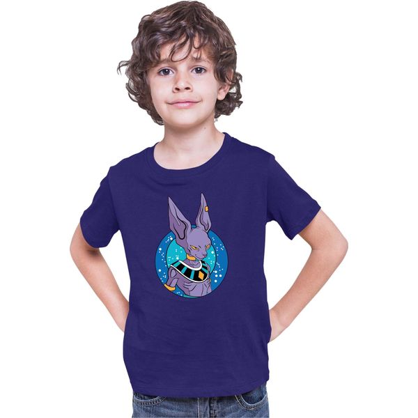 Maglietta Per Bambini Dragon Anime Manga Ball Z Beerus 01, 9-11 Jahr - 140 , Bleu Foncé-image