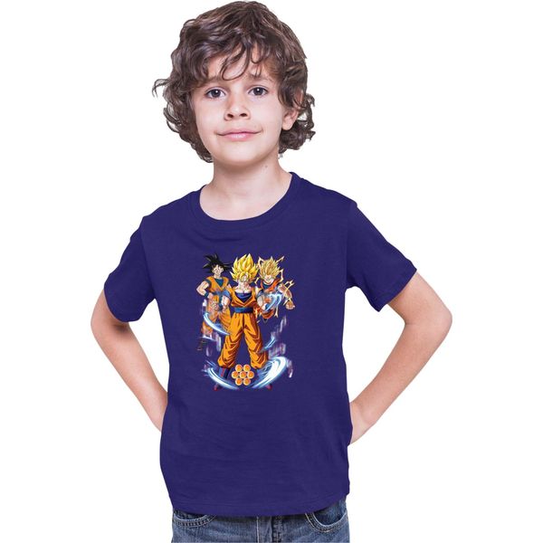 Maglietta Per Bambini Dragon Anime Manga Ball Z Goku 01, 9-11 Jahr - 140 , Bleu Foncé-image