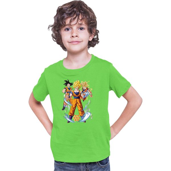 Maglietta Per Bambini Dragon Anime Manga Ball Z Goku 01, 9-11 Jahr - 140 , Lime-image