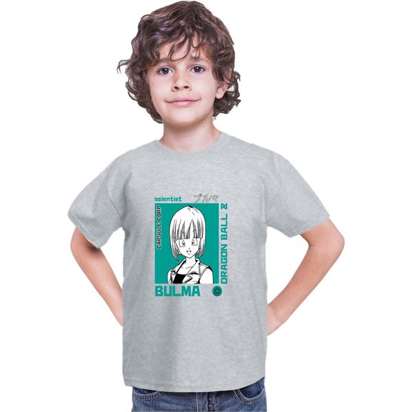 Maglietta Per Bambini Dragon Anime Manga Ball Z Bulma 01, 9-11 Jahr - 140 , Gris-image