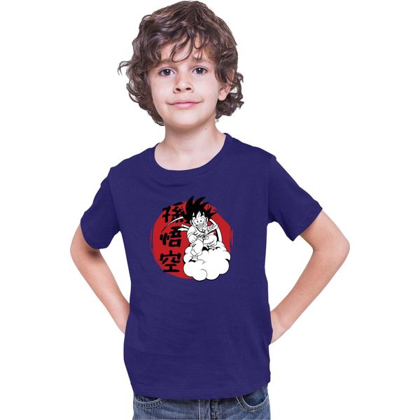 Maglietta Per Bambini Dragon Anime Manga Ball Z Goku 03, 9-11 Jahr - 140 , Bleu Foncé-image