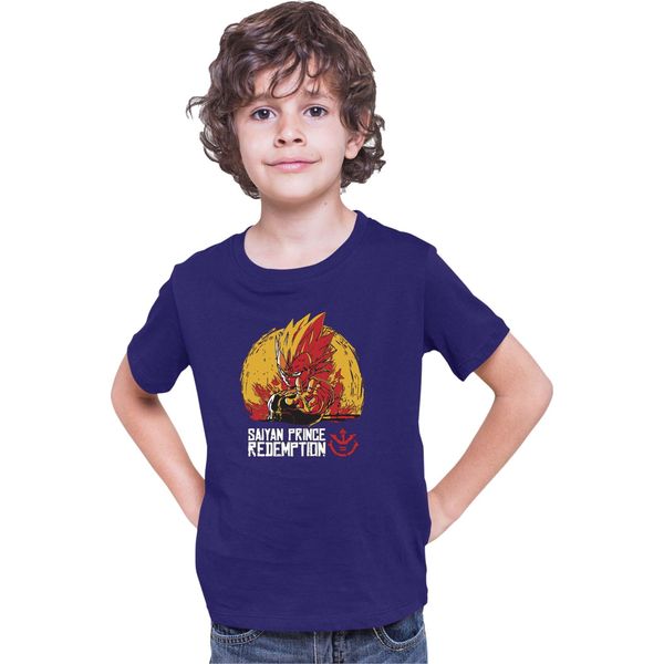 Maglietta Per Bambini Dragon Anime Manga Ball Z Vegeta Prince, 9-11 Jahr - 140 , Bleu Foncé-image