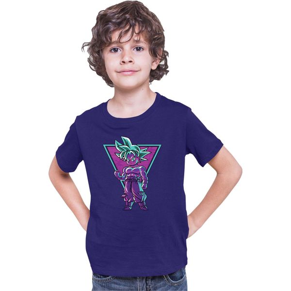 Maglietta Per Bambini Dragon Anime Manga Ball Z Retro Goku, 9-11 Jahr - 140 , Bleu Foncé-image